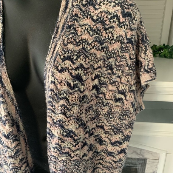 Motherhood maternity cardigan cozy pink blue oversized short sleeve sweater OS - Picture 2 of 7